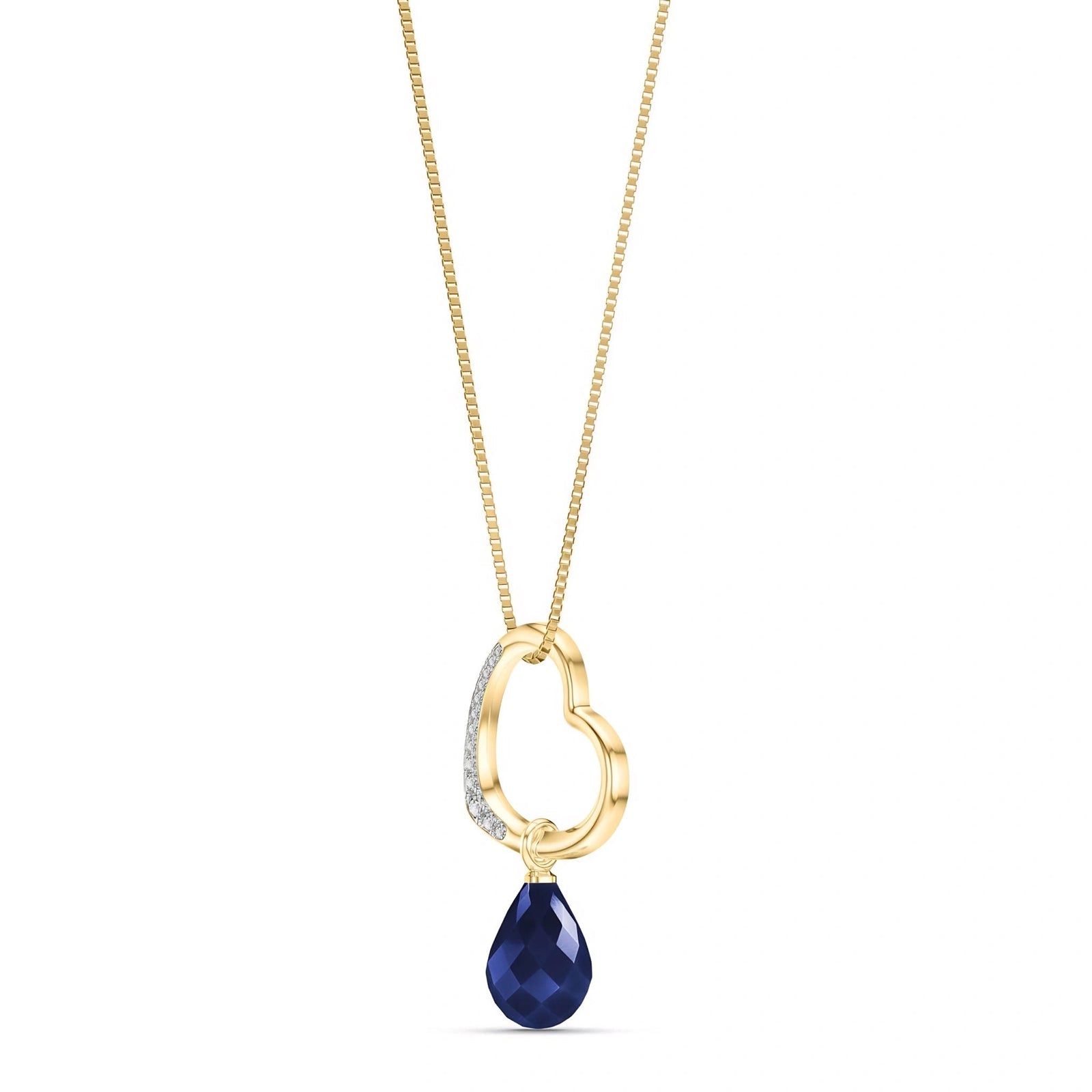 Yellow Gold Modern Pendant Necklace Sapphire 10K — Romilda