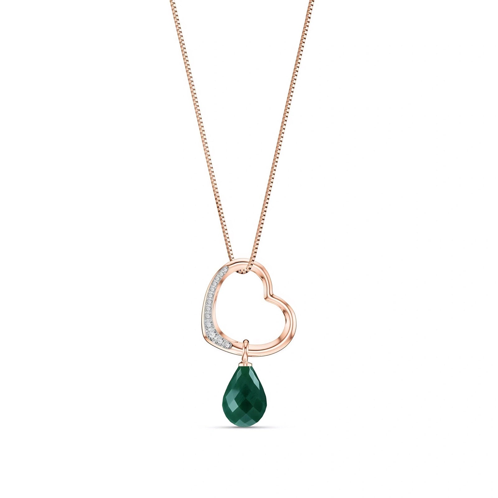 Rose Gold Modern Pendant Necklace Emerald 10K — Romilda
