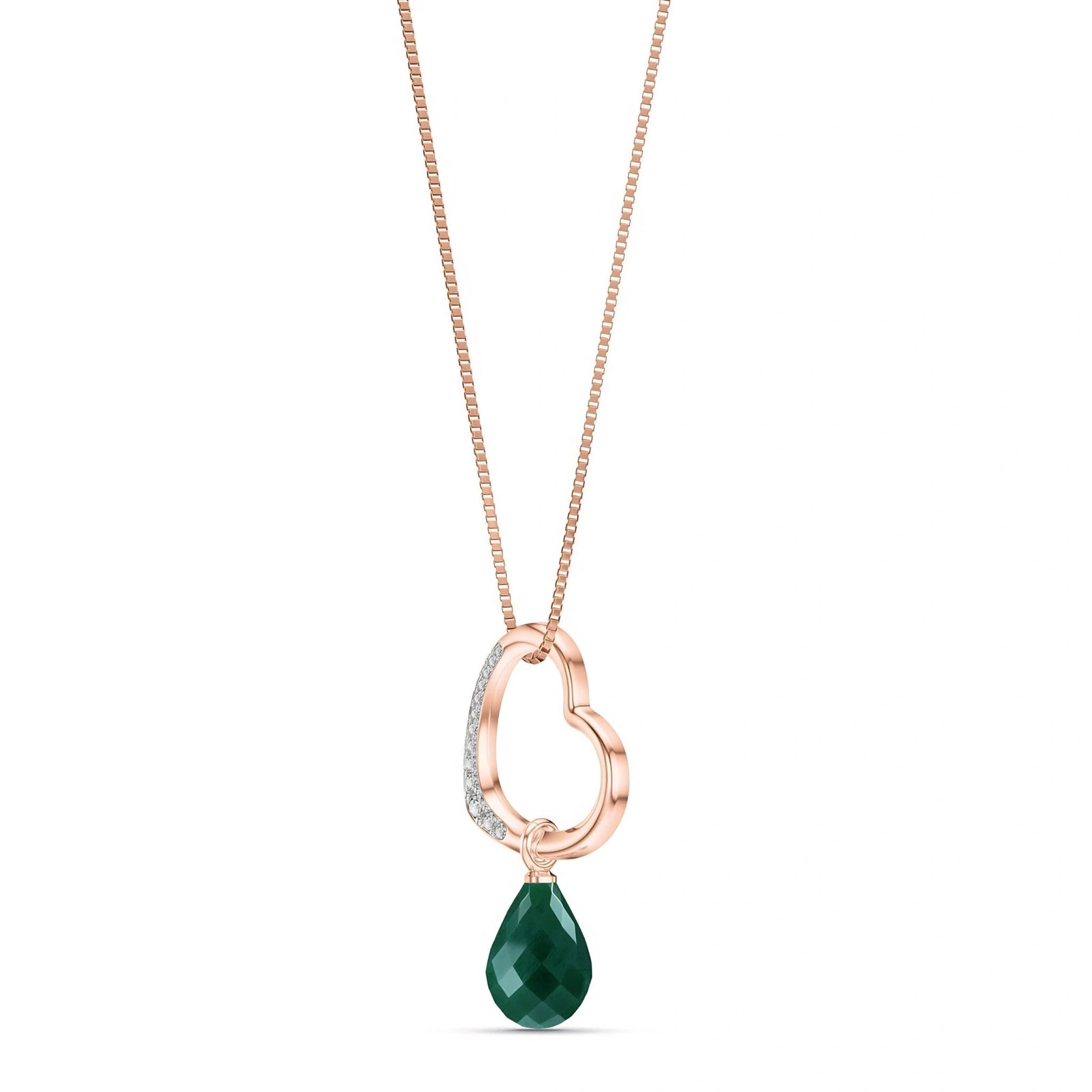 Rose Gold Modern Pendant Necklace Emerald 10K — Romilda