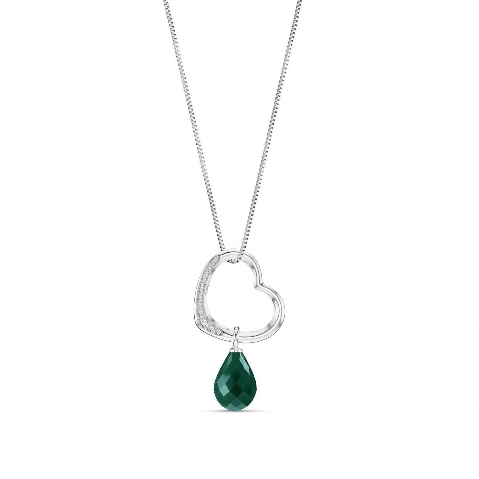 White Gold Modern Pendant Necklace Emerald 10K — Romilda