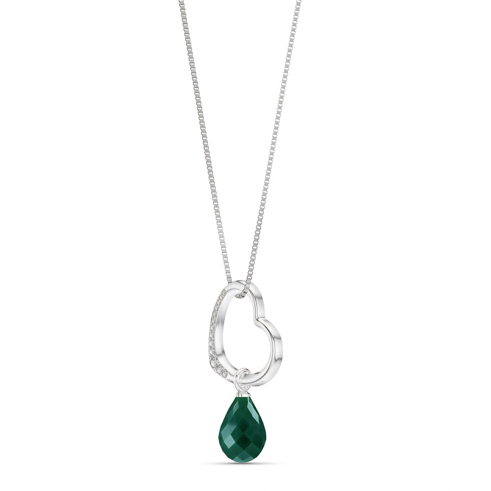 White Gold Modern Pendant Necklace Emerald 10K — Romilda