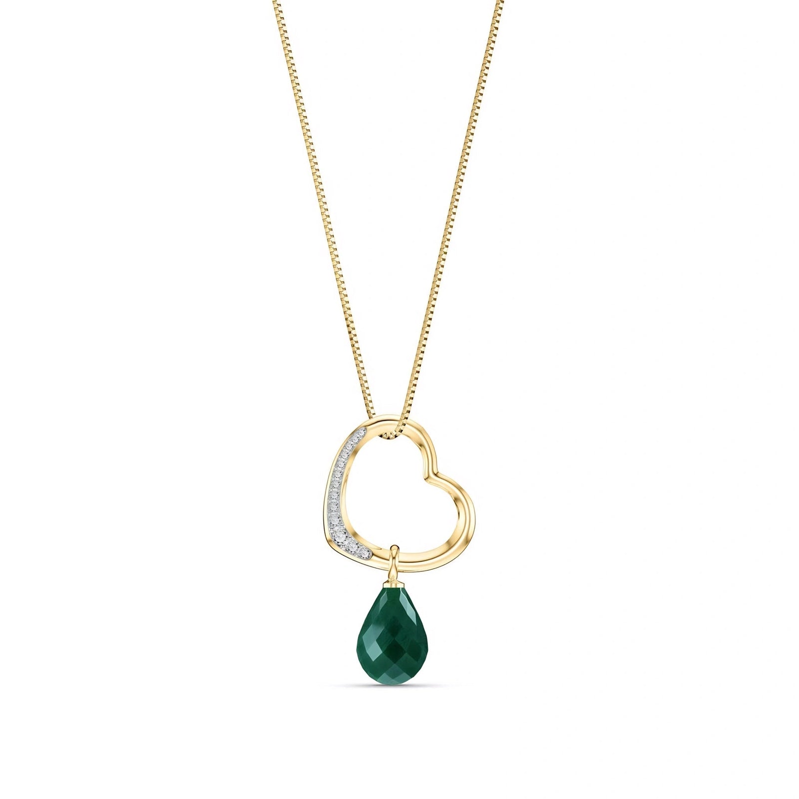 Yellow Gold Modern Pendant Necklace Emerald 10K — Romilda