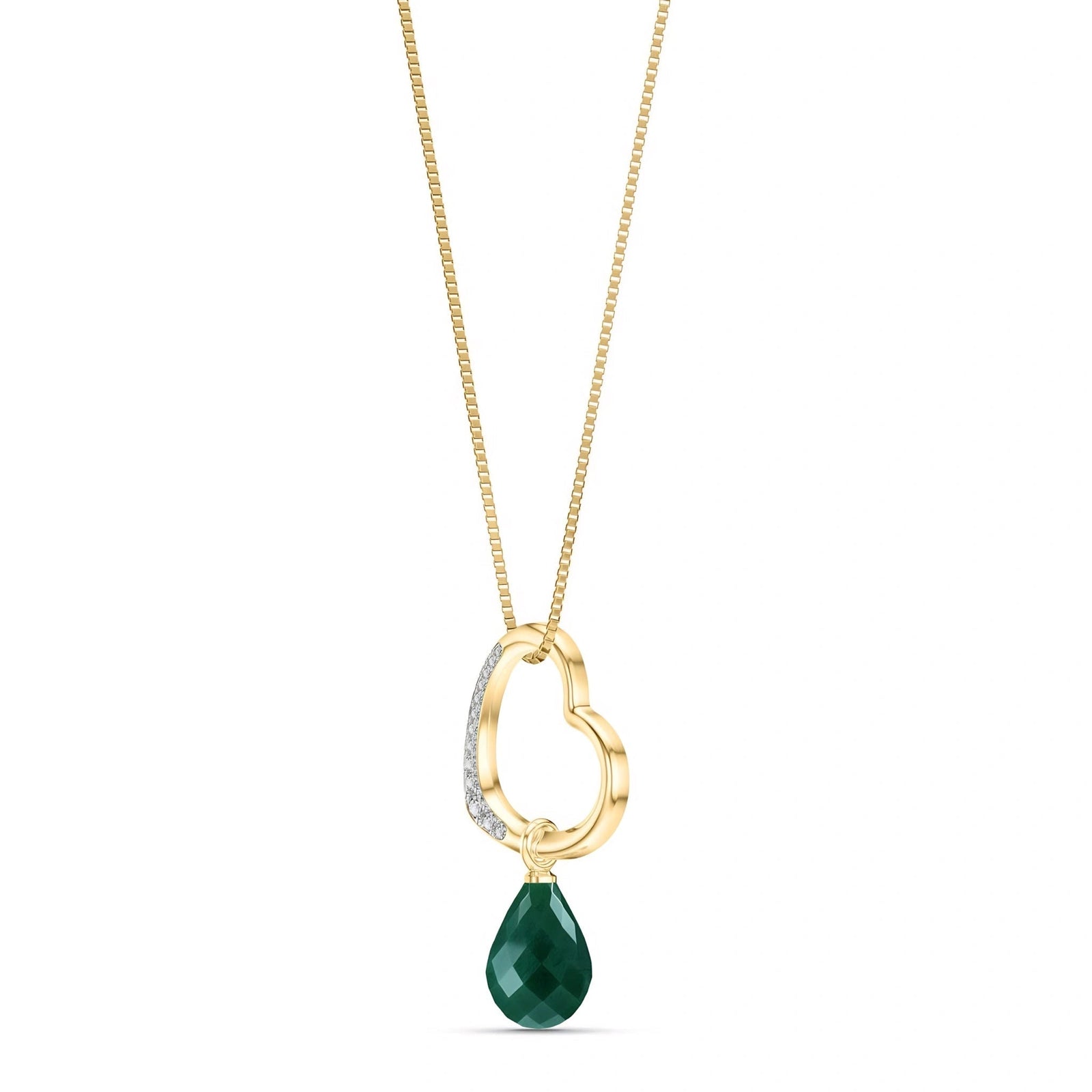Yellow Gold Modern Pendant Necklace Emerald 10K — Romilda