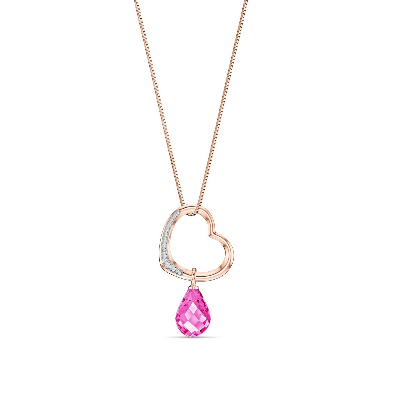 Rose Gold Modern Pendant Necklace Pink Topaz 10K — Romilda