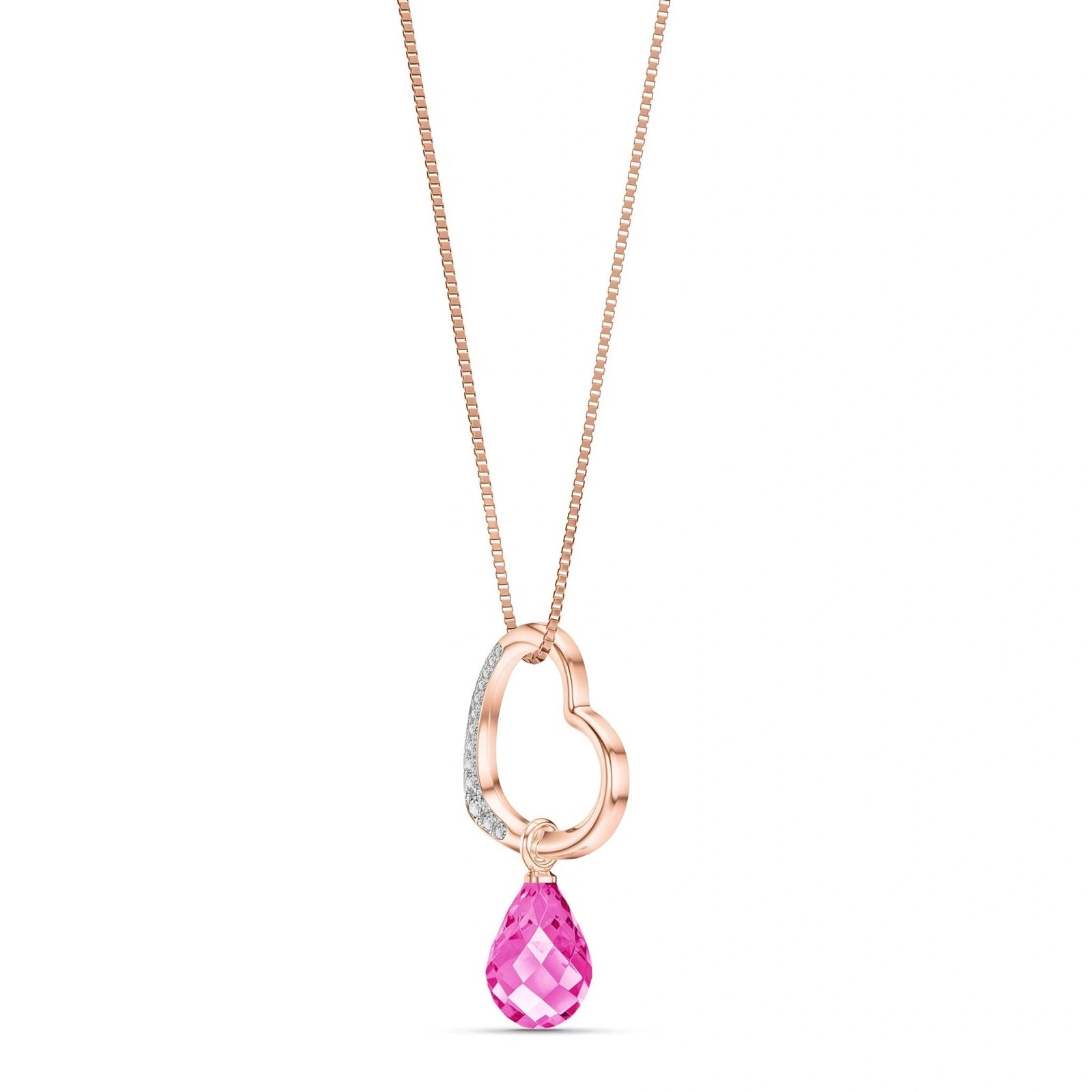 Rose Gold Modern Pendant Necklace Pink Topaz 10K — Romilda