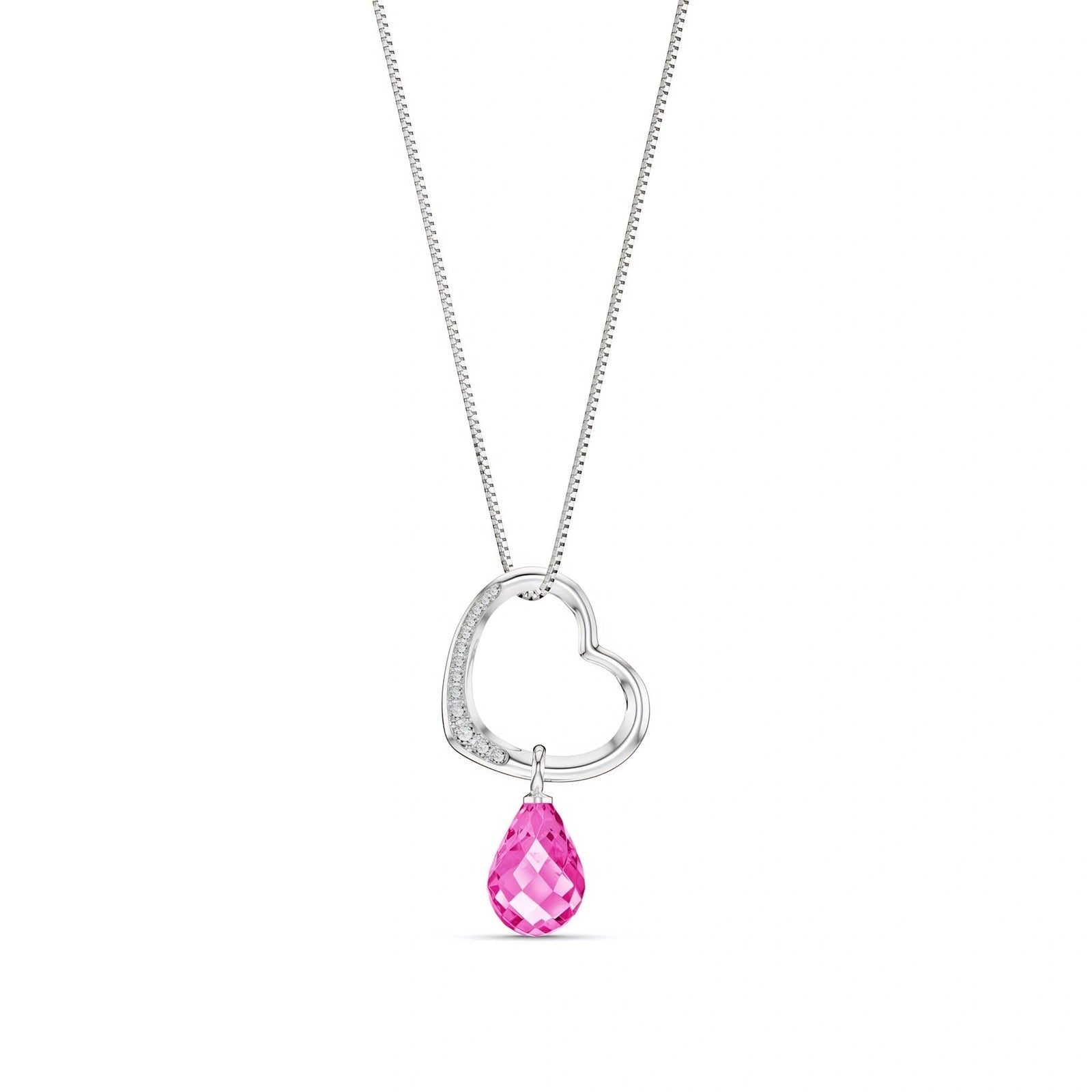 White Gold Modern Pendant Necklace Pink Topaz 10K — Romilda