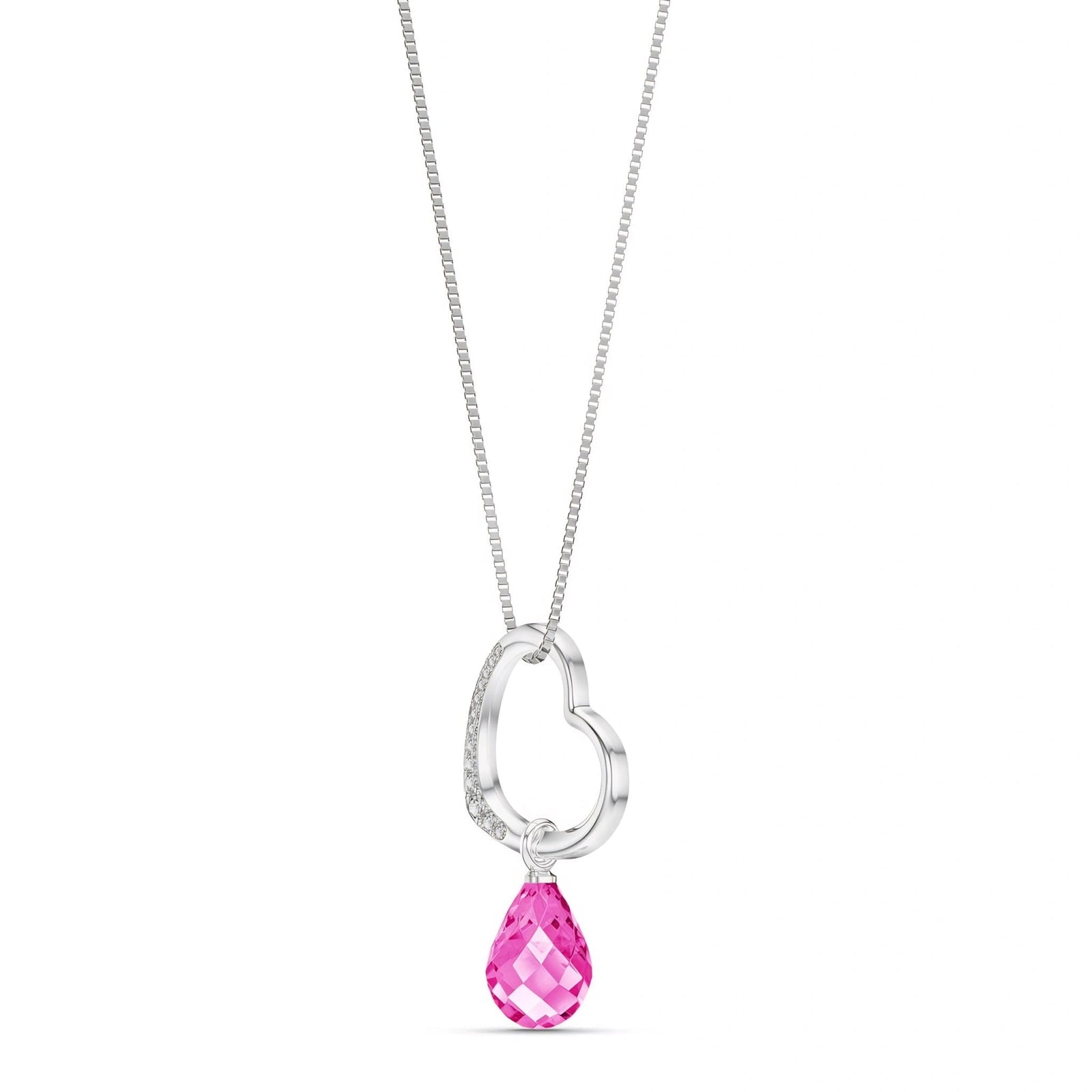 White Gold Modern Pendant Necklace Pink Topaz 10K — Romilda
