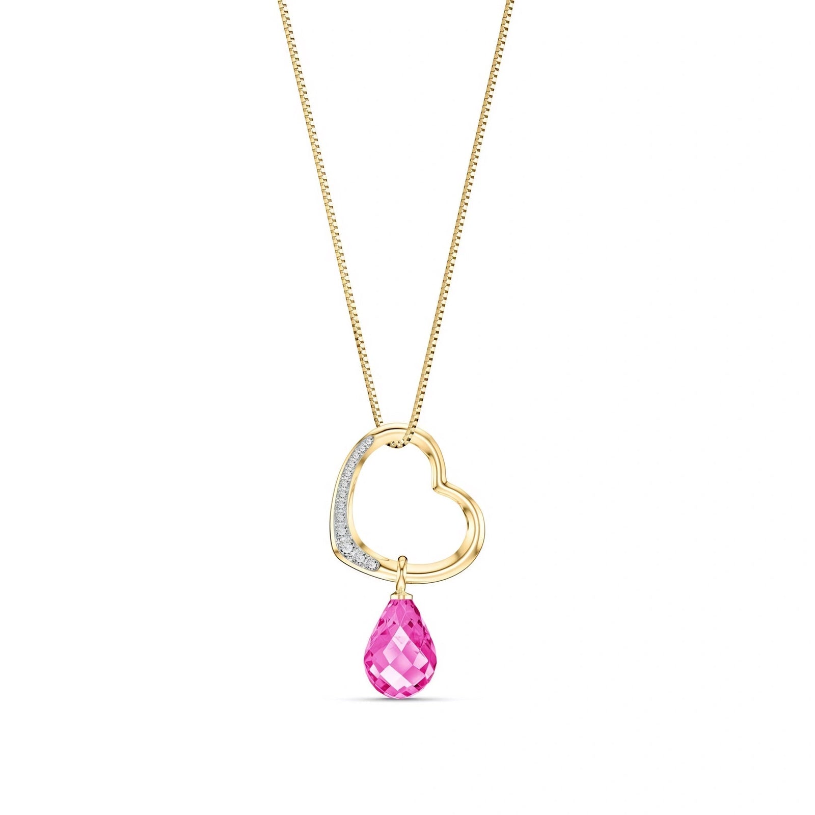 Yellow Gold Modern Pendant Necklace Pink Topaz 10K — Romilda