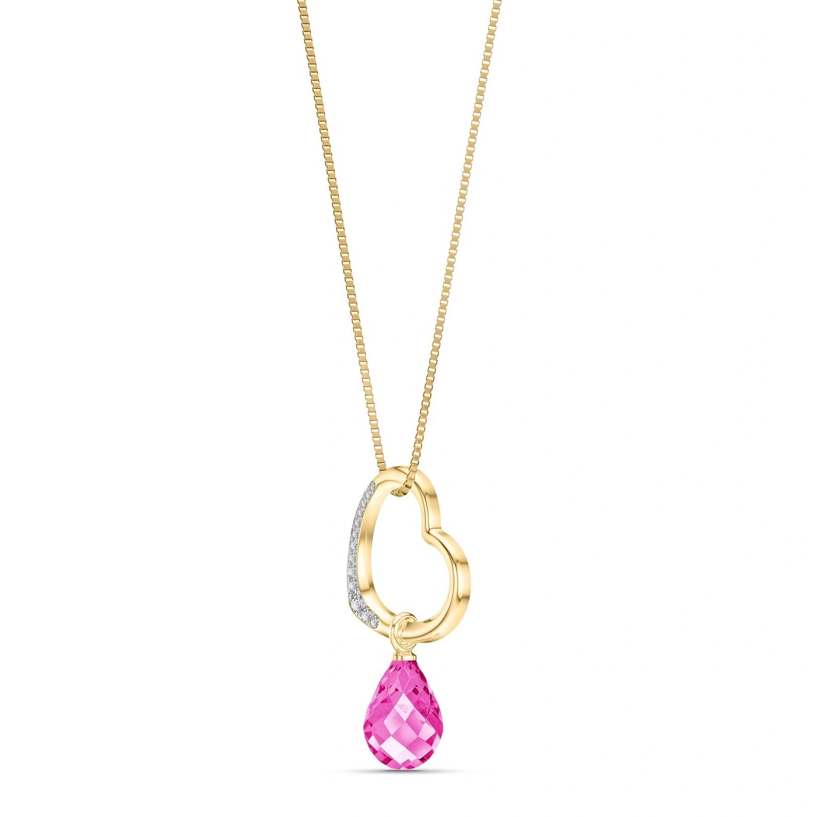 Yellow Gold Modern Pendant Necklace Pink Topaz 10K — Romilda