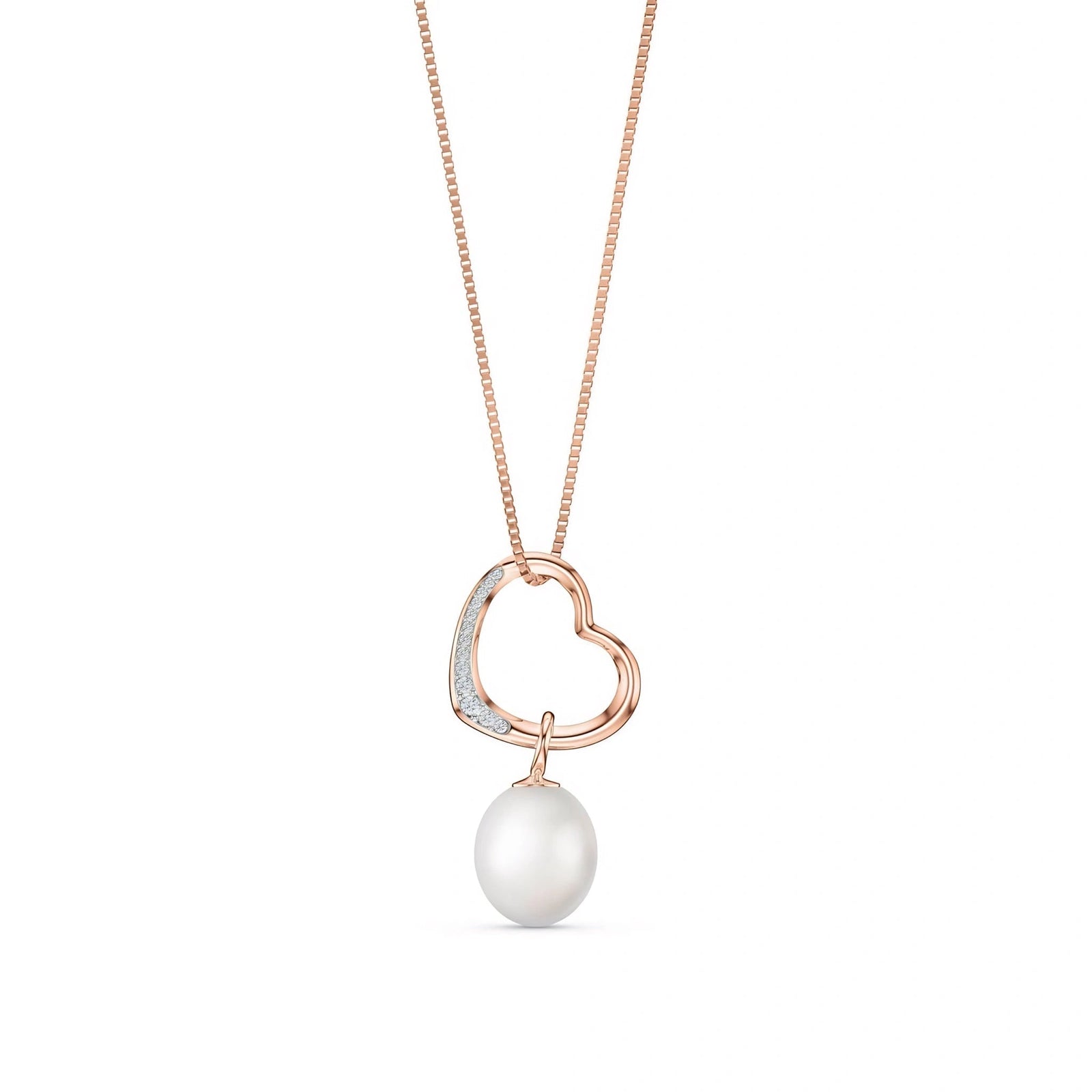 Rose Gold Modern Pendant Necklace Pearl 10K — Romilda