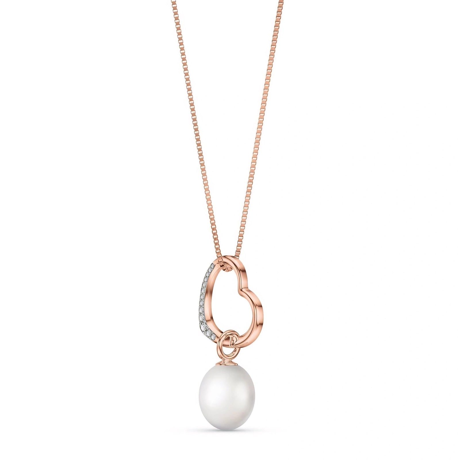 Rose Gold Modern Pendant Necklace Pearl 10K — Romilda