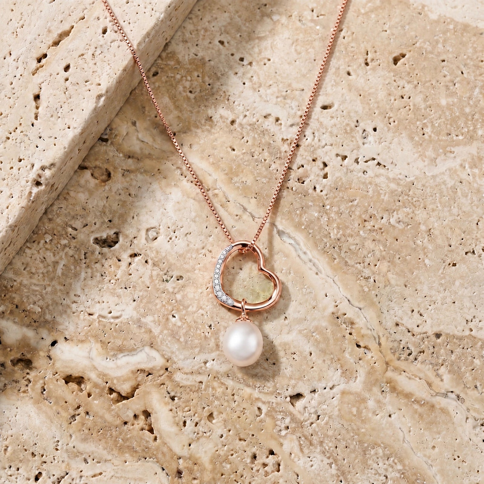 Rose Gold Modern Pendant Necklace Pearl 10K — Romilda