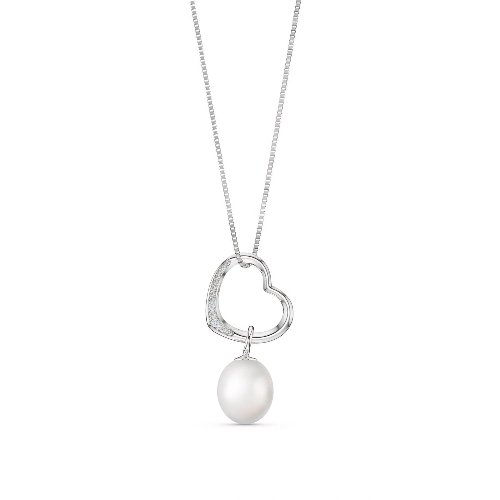 White Gold Modern Pendant Necklace Pearl 10K — Romilda