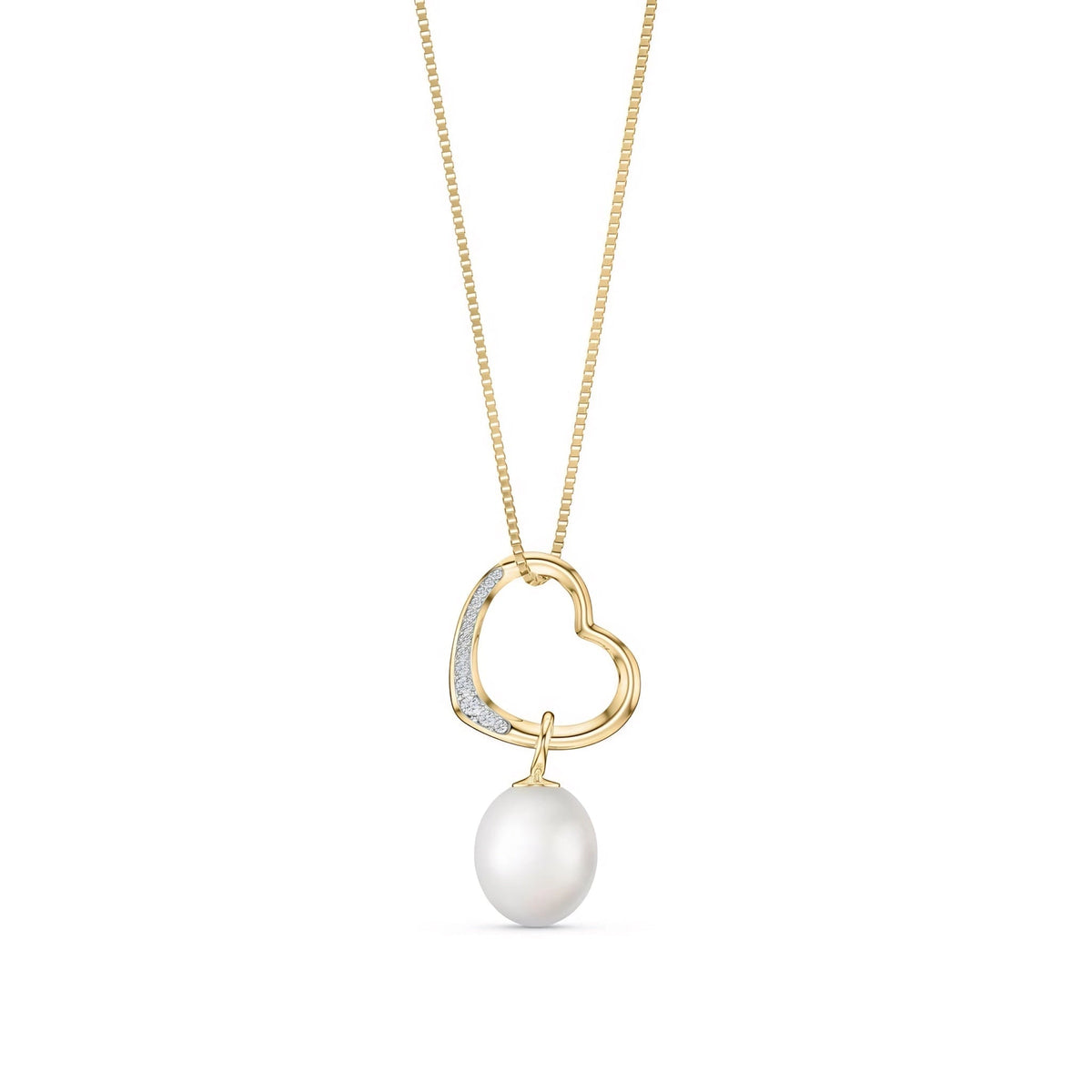 Yellow Gold Modern Pendant Necklace Pearl 10K — Romilda