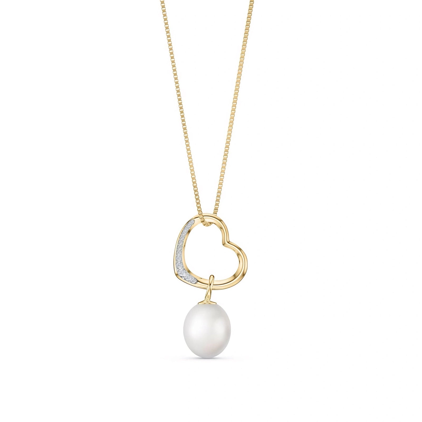 Yellow Gold Modern Pendant Necklace Pearl 10K — Romilda