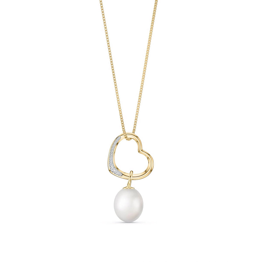 Yellow Gold Modern Pendant Necklace Pearl 10K — Romilda