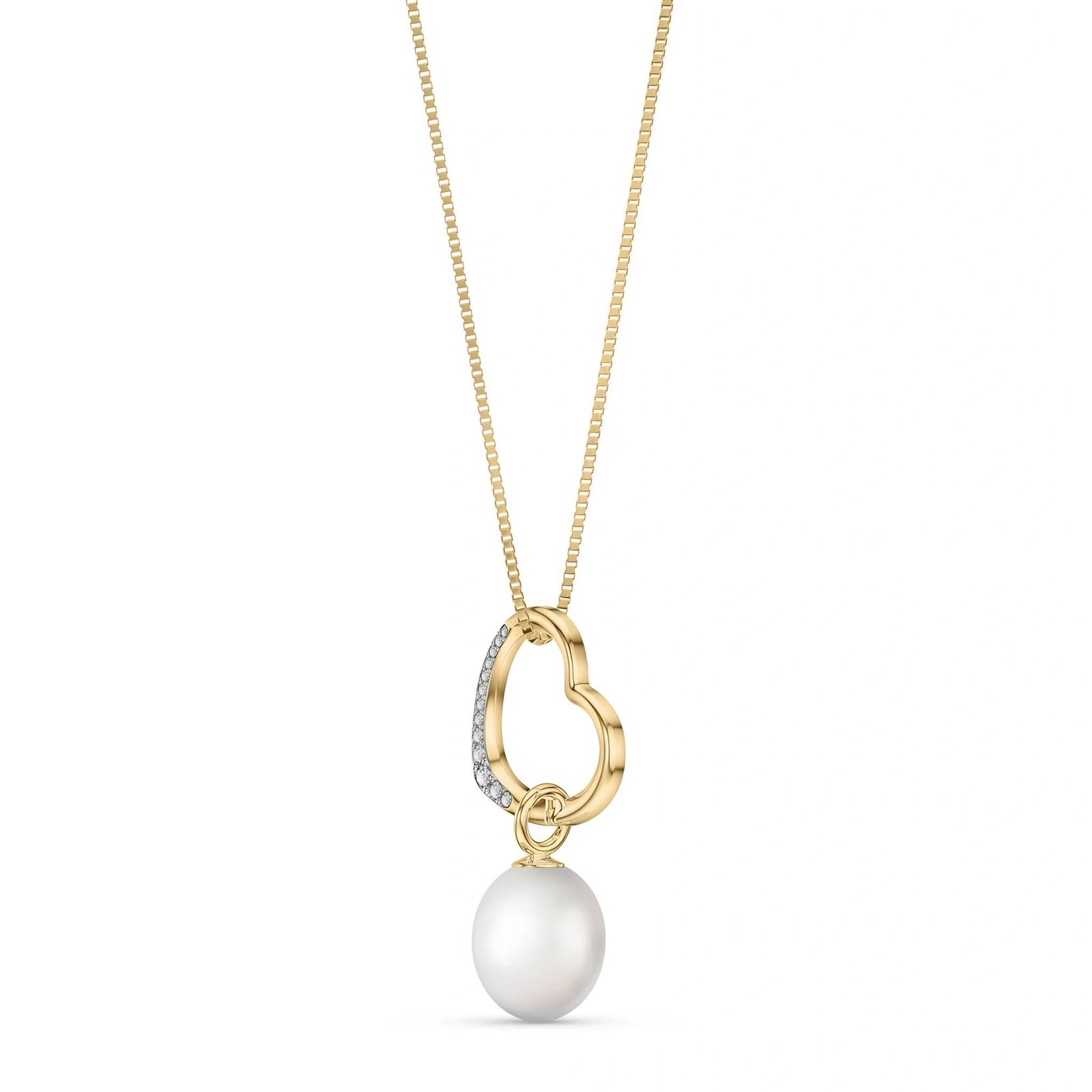Yellow Gold Modern Pendant Necklace Pearl 10K — Romilda