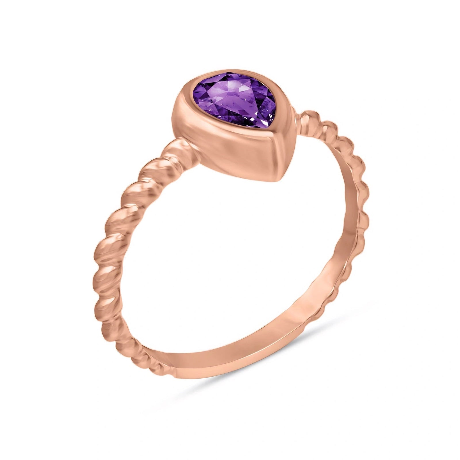 Rose Gold Bloom Ring Amethyst 10K — Colomba