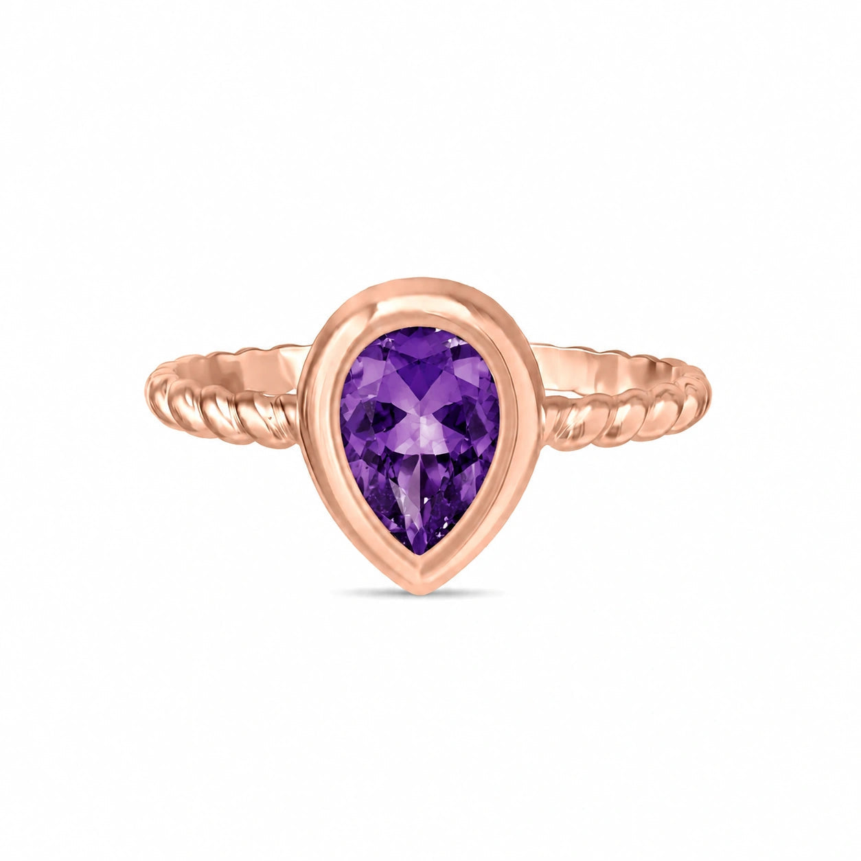 Rose Gold Bloom Ring Amethyst 10K — Colomba