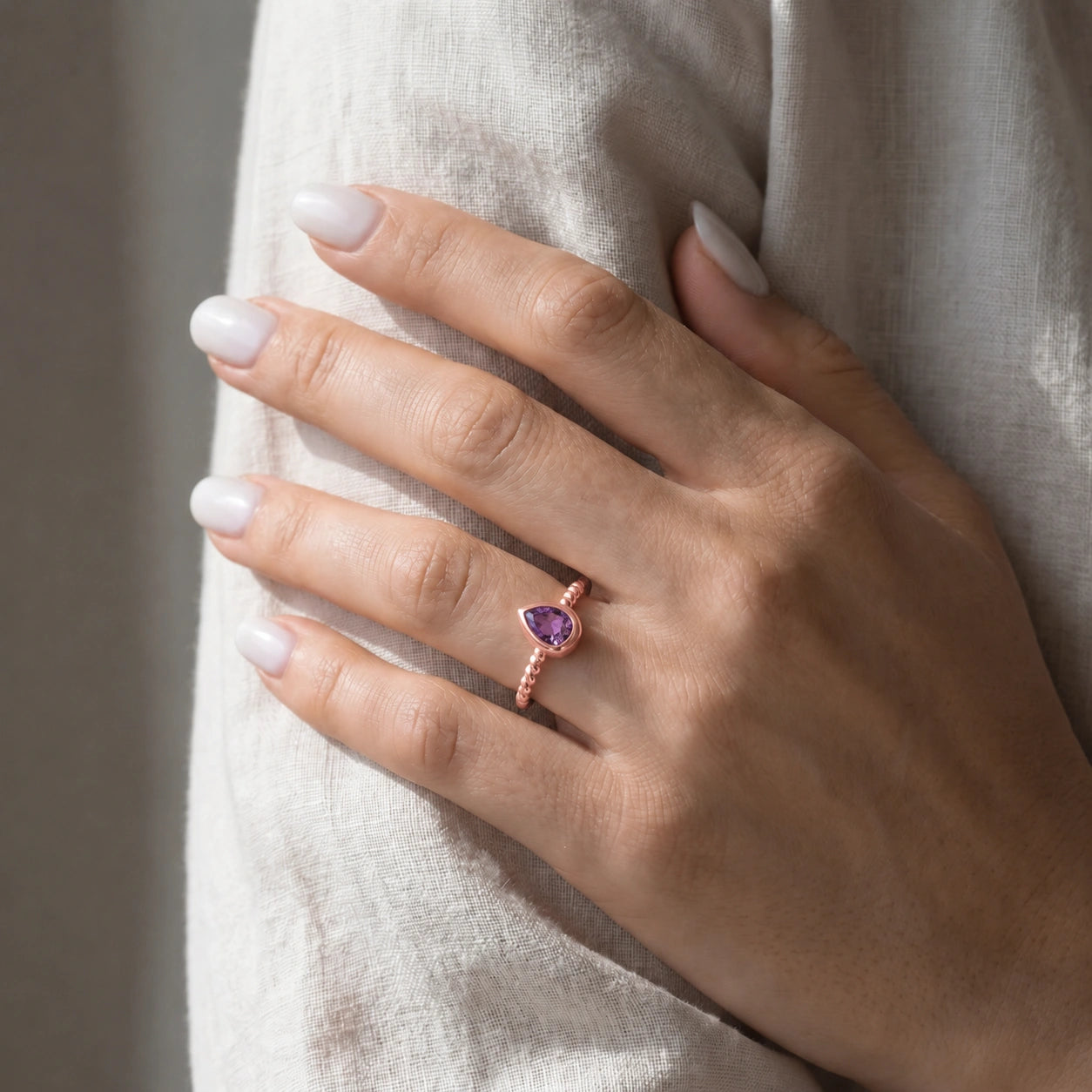 Rose Gold Bloom Ring Amethyst 10K — Colomba