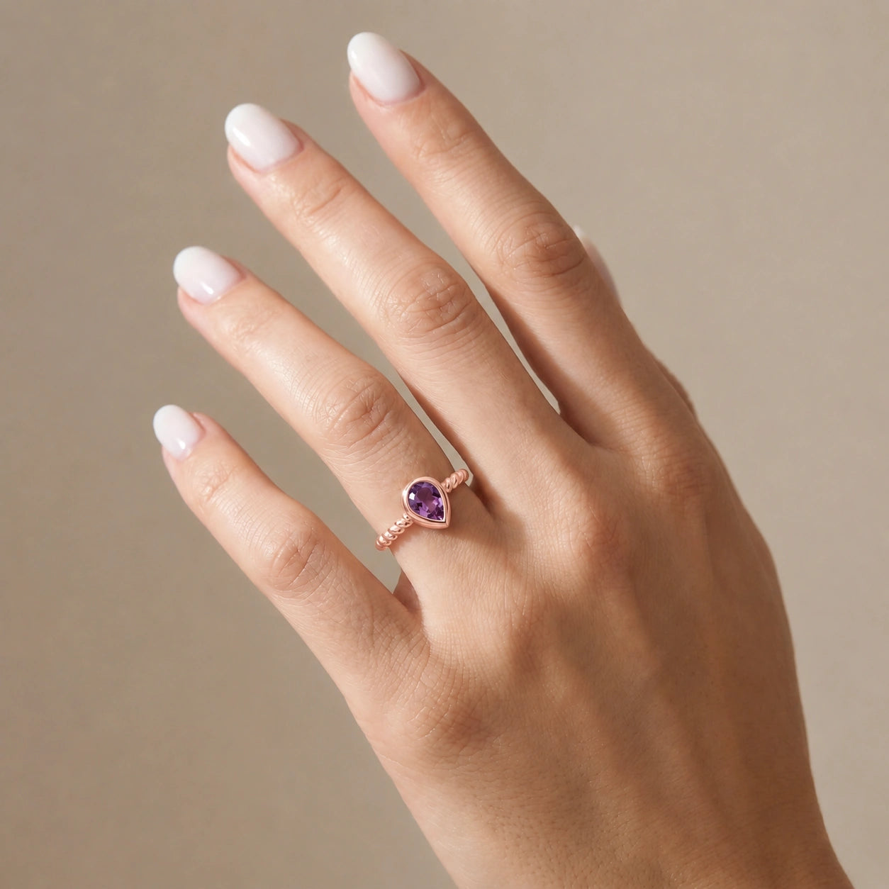 Rose Gold Bloom Ring Amethyst 10K — Colomba