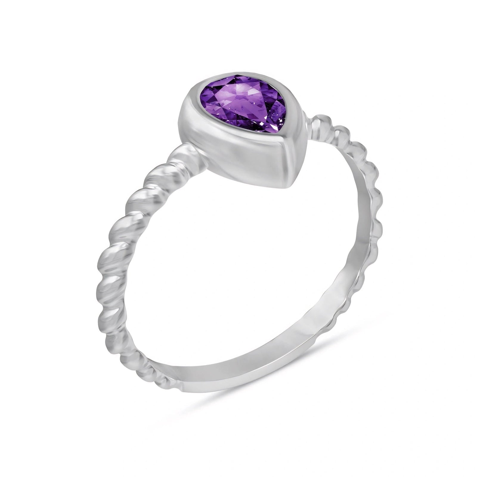 White Gold Bloom Ring Amethyst 10K — Colomba