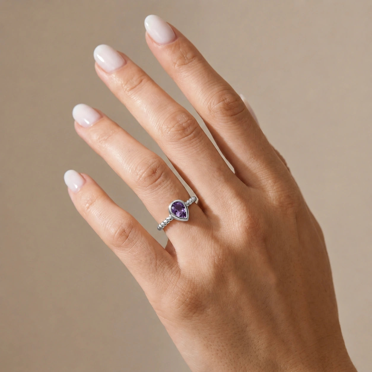 White Gold Bloom Ring Amethyst 10K — Colomba
