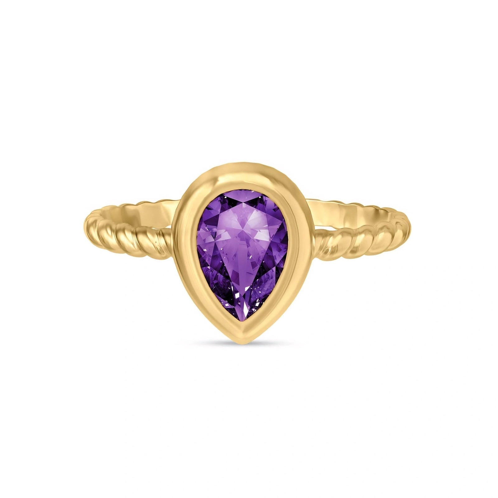 Yellow Gold Bloom Ring Amethyst 10K — Colomba