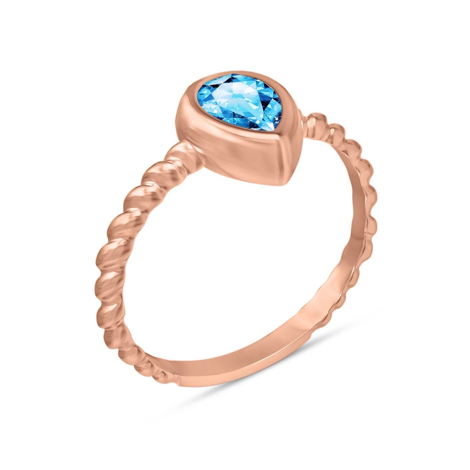 Rose Gold Bloom Ring Blue Topaz 10K — Colomba