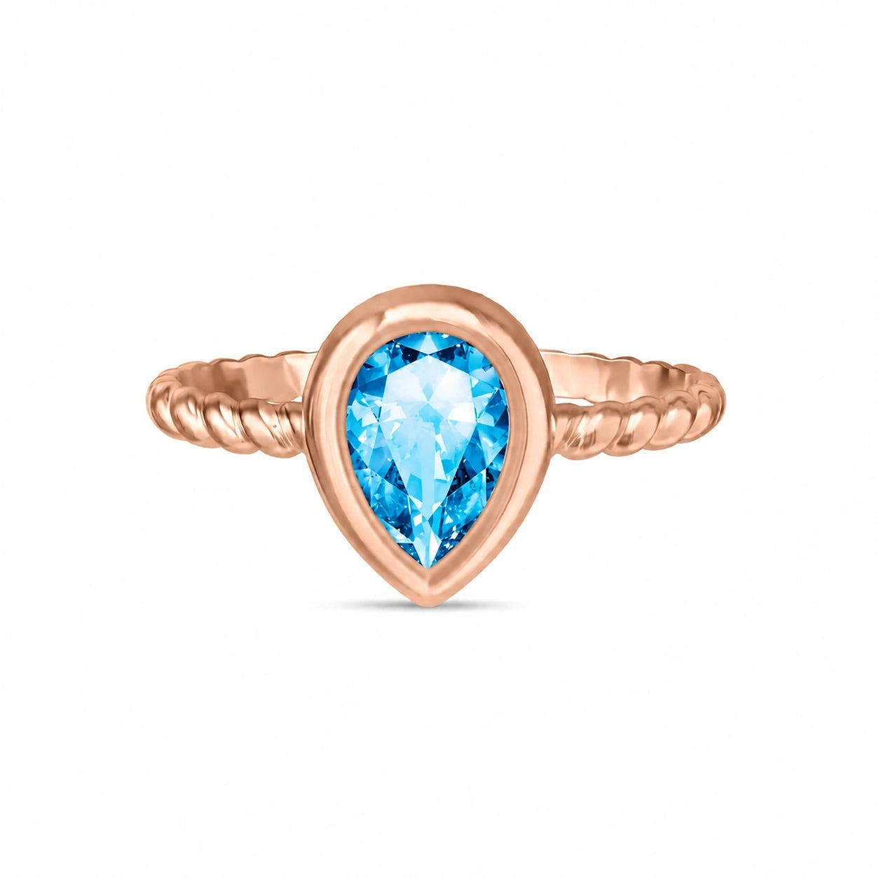 Rose Gold Bloom Ring Blue Topaz 10K — Colomba