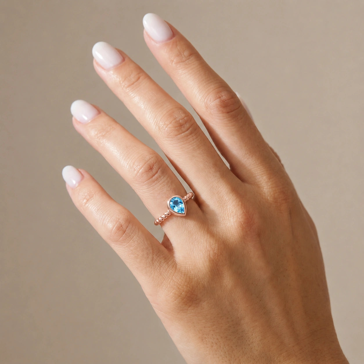 Rose Gold Bloom Ring Blue Topaz 10K — Colomba