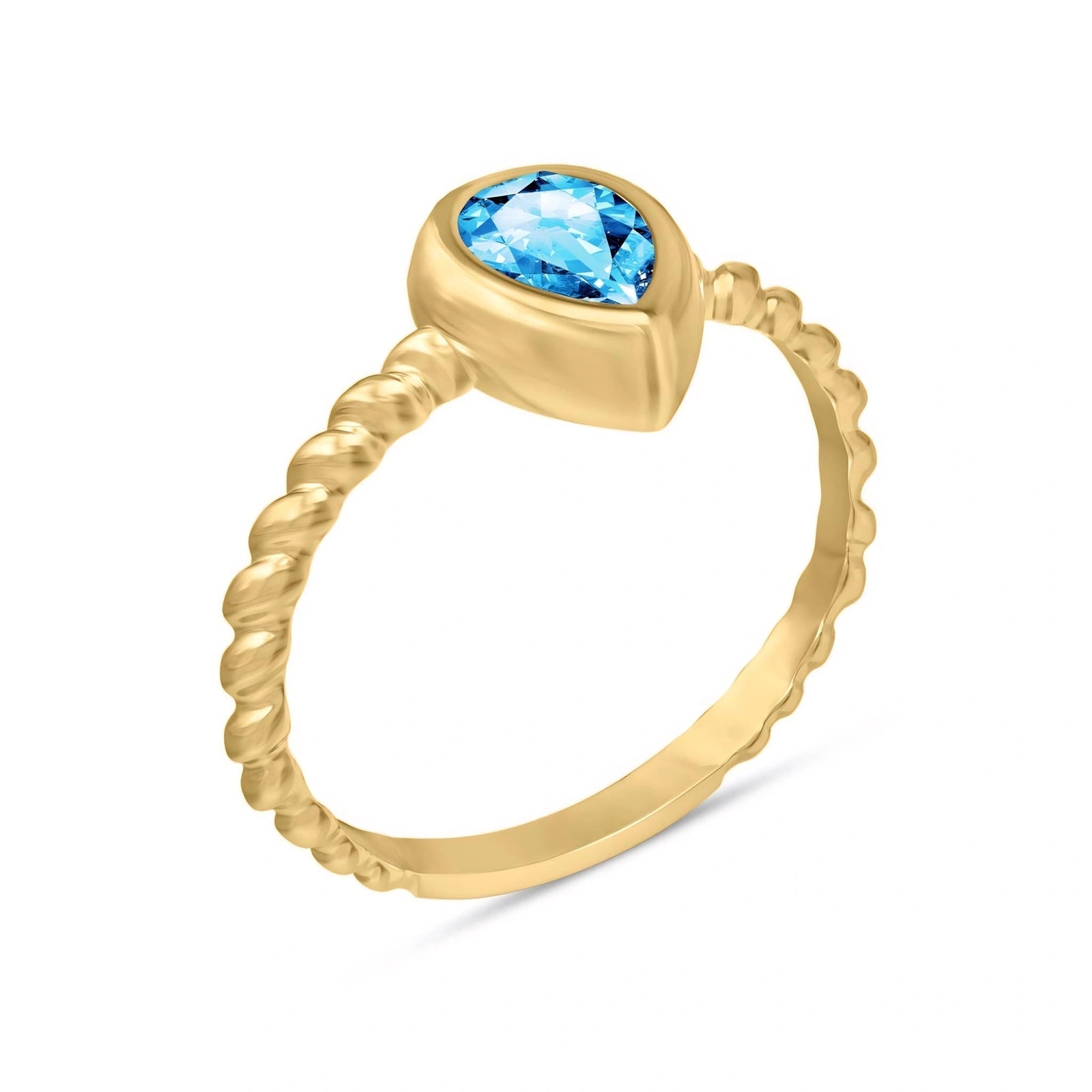 Yellow Gold Bloom Ring Blue Topaz 10K — Colomba