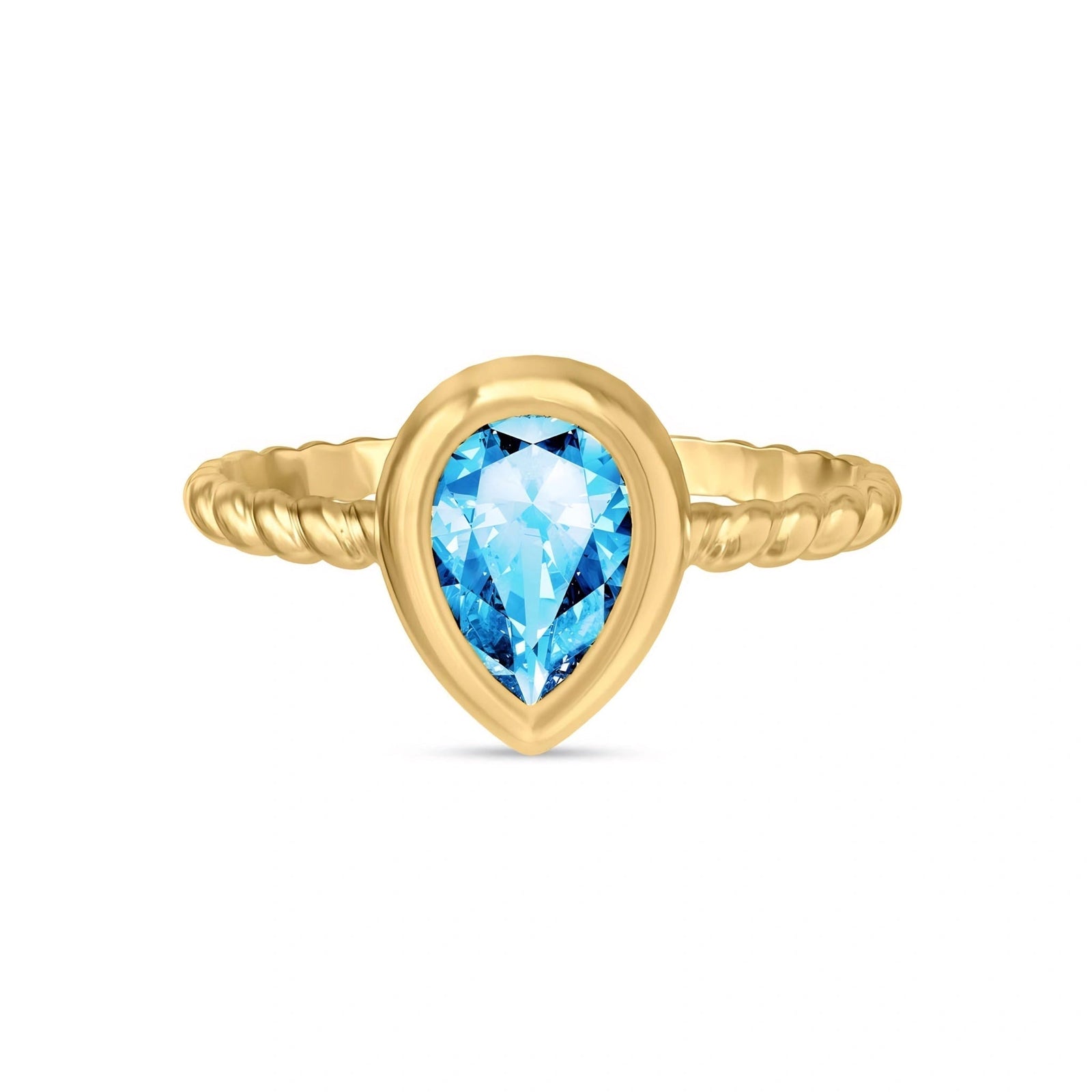 Yellow Gold Bloom Ring Blue Topaz 10K — Colomba