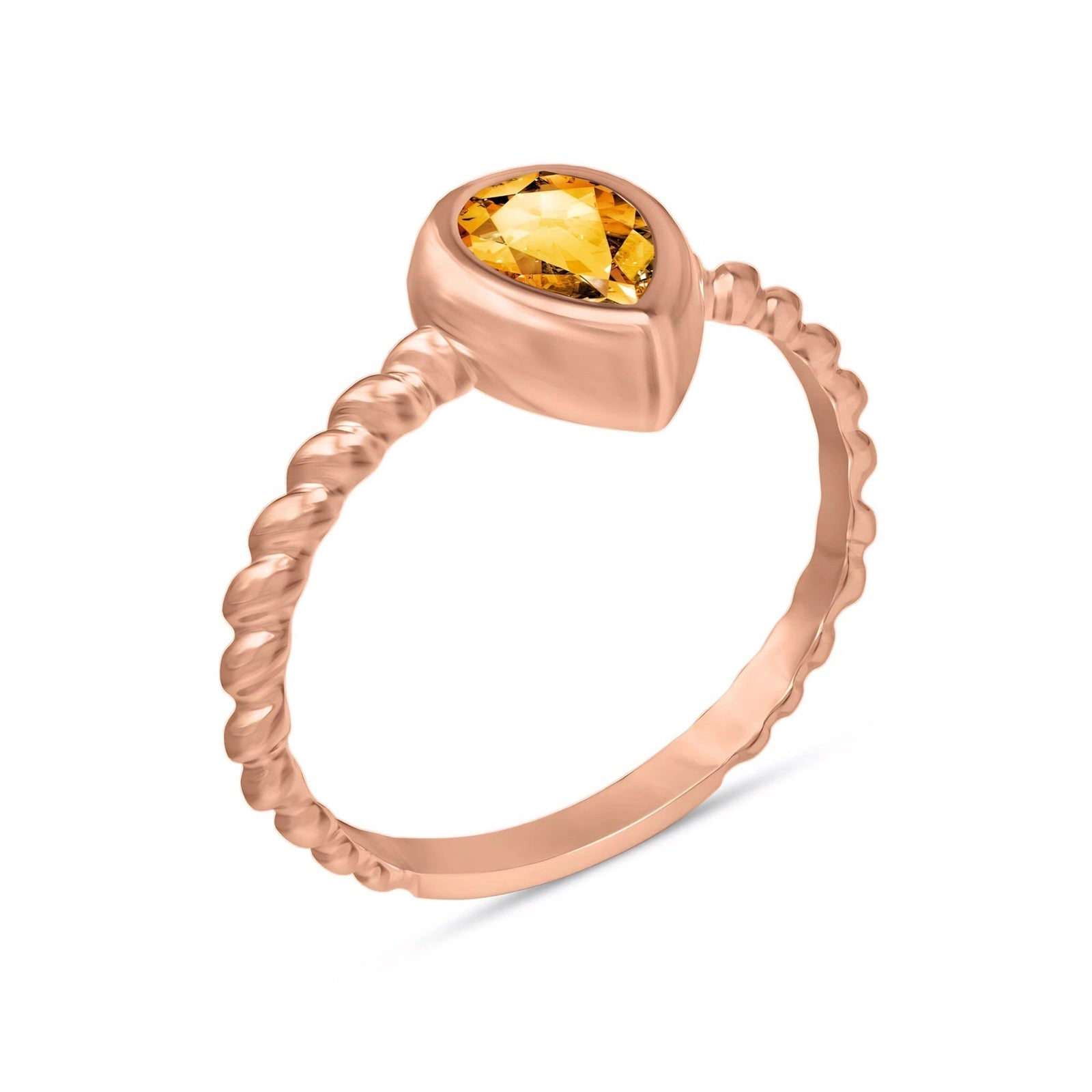 Rose Gold Bloom Ring Citrine 10K — Colomba