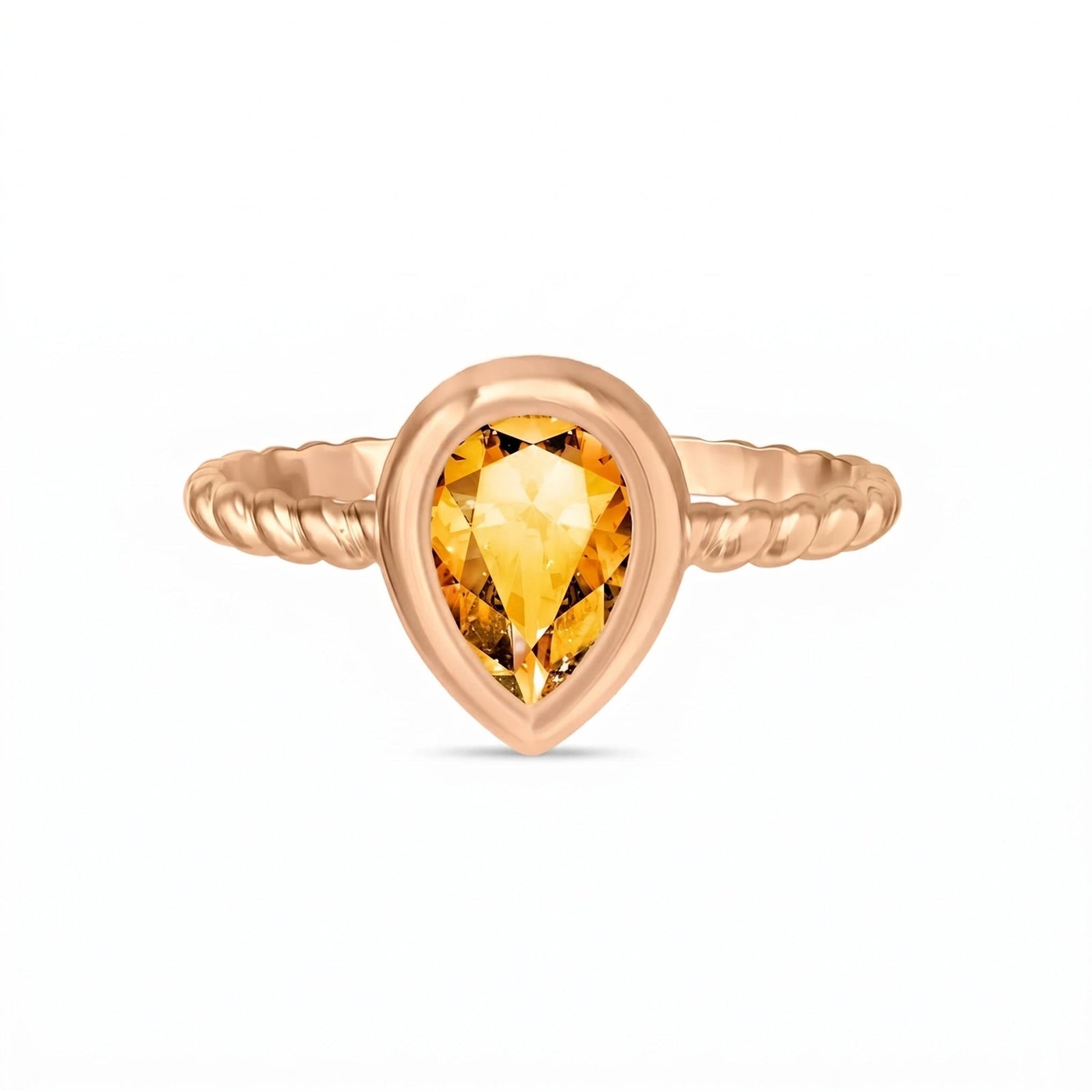 Rose Gold Bloom Ring Citrine 10K — Colomba