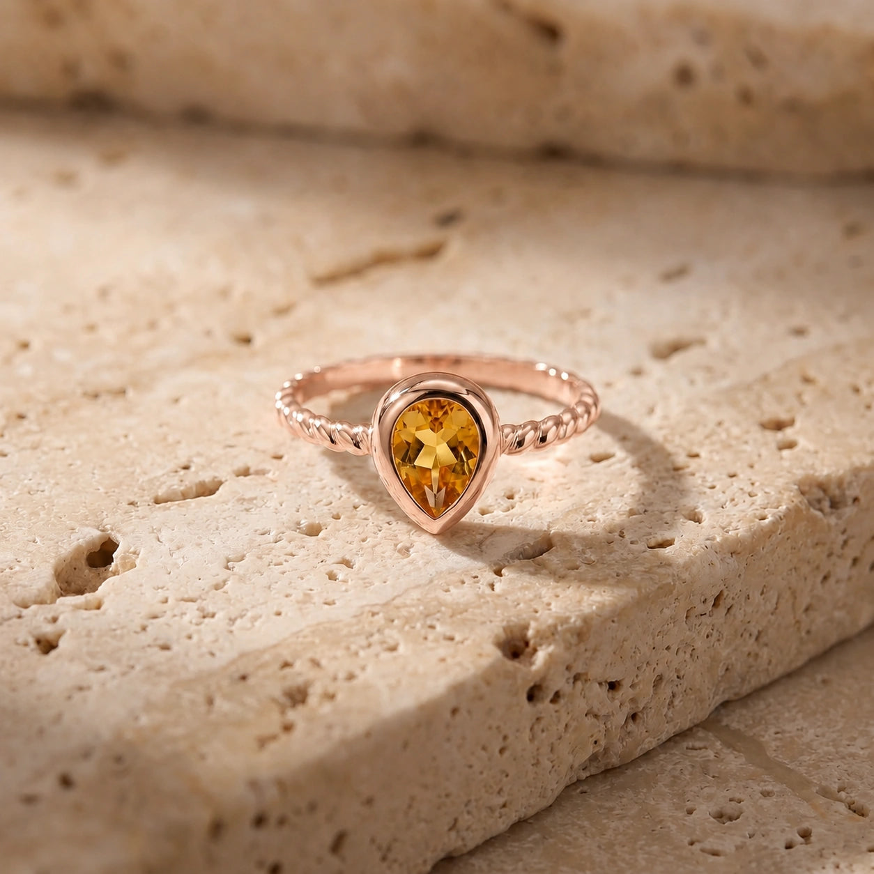 Rose Gold Bloom Ring Citrine 10K — Colomba