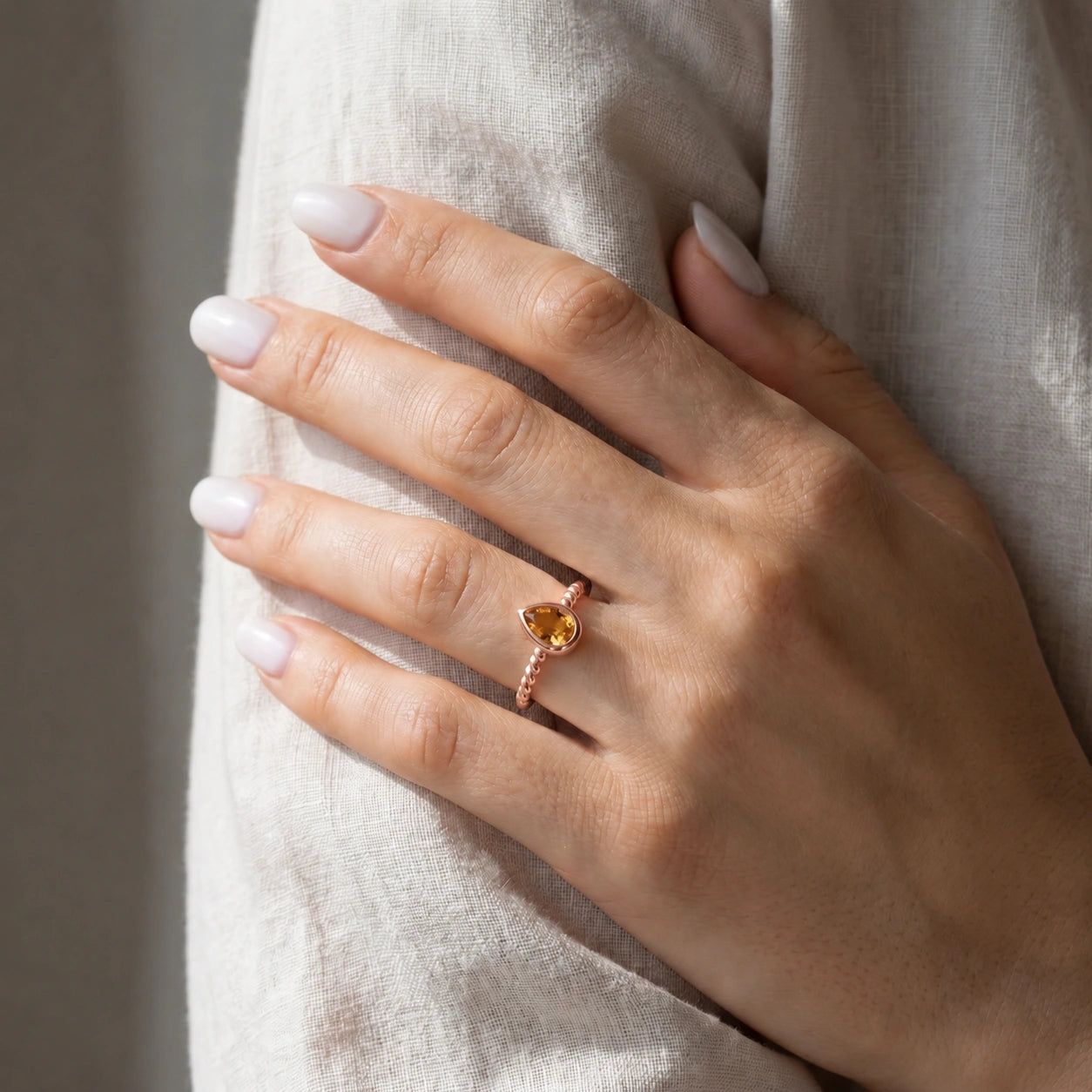 Rose Gold Bloom Ring Citrine 10K — Colomba