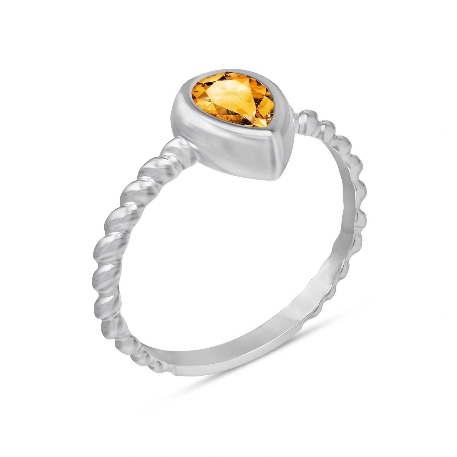 White Gold Bloom Ring Citrine 10K — Colomba