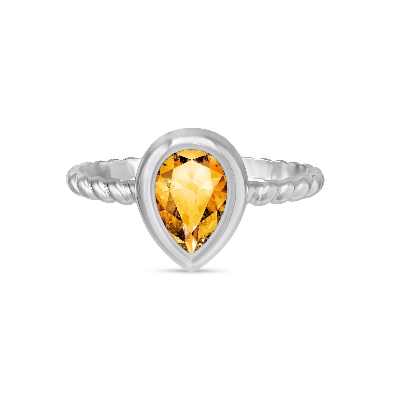 White Gold Bloom Ring Citrine 10K — Colomba