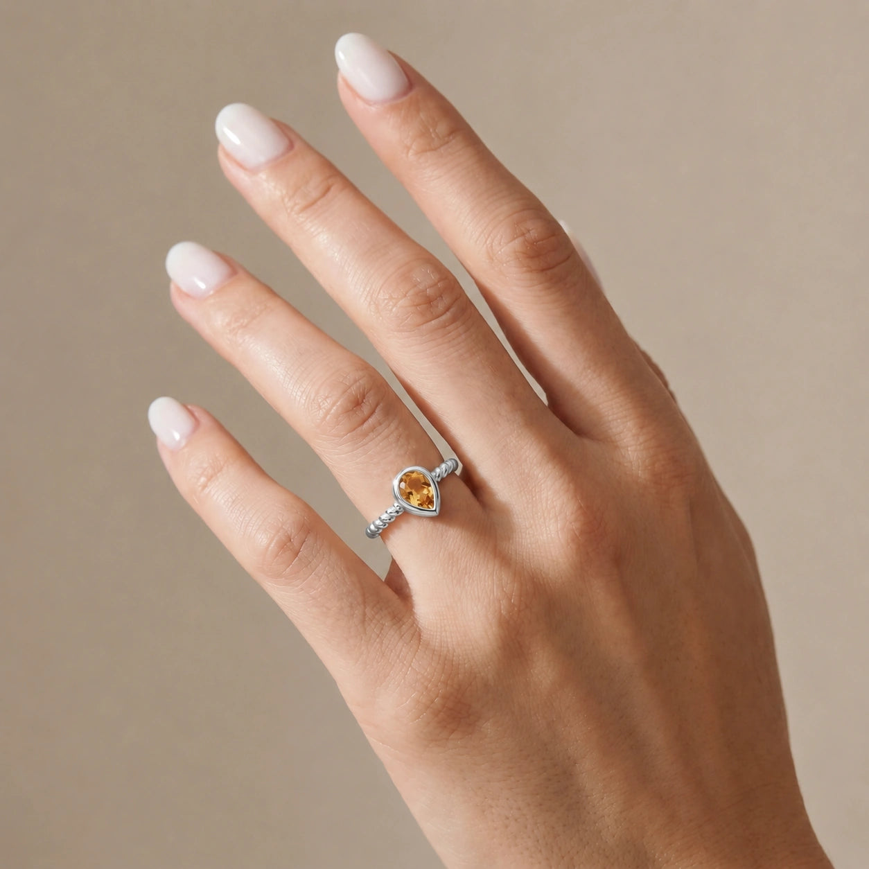 White Gold Bloom Ring Citrine 10K — Colomba
