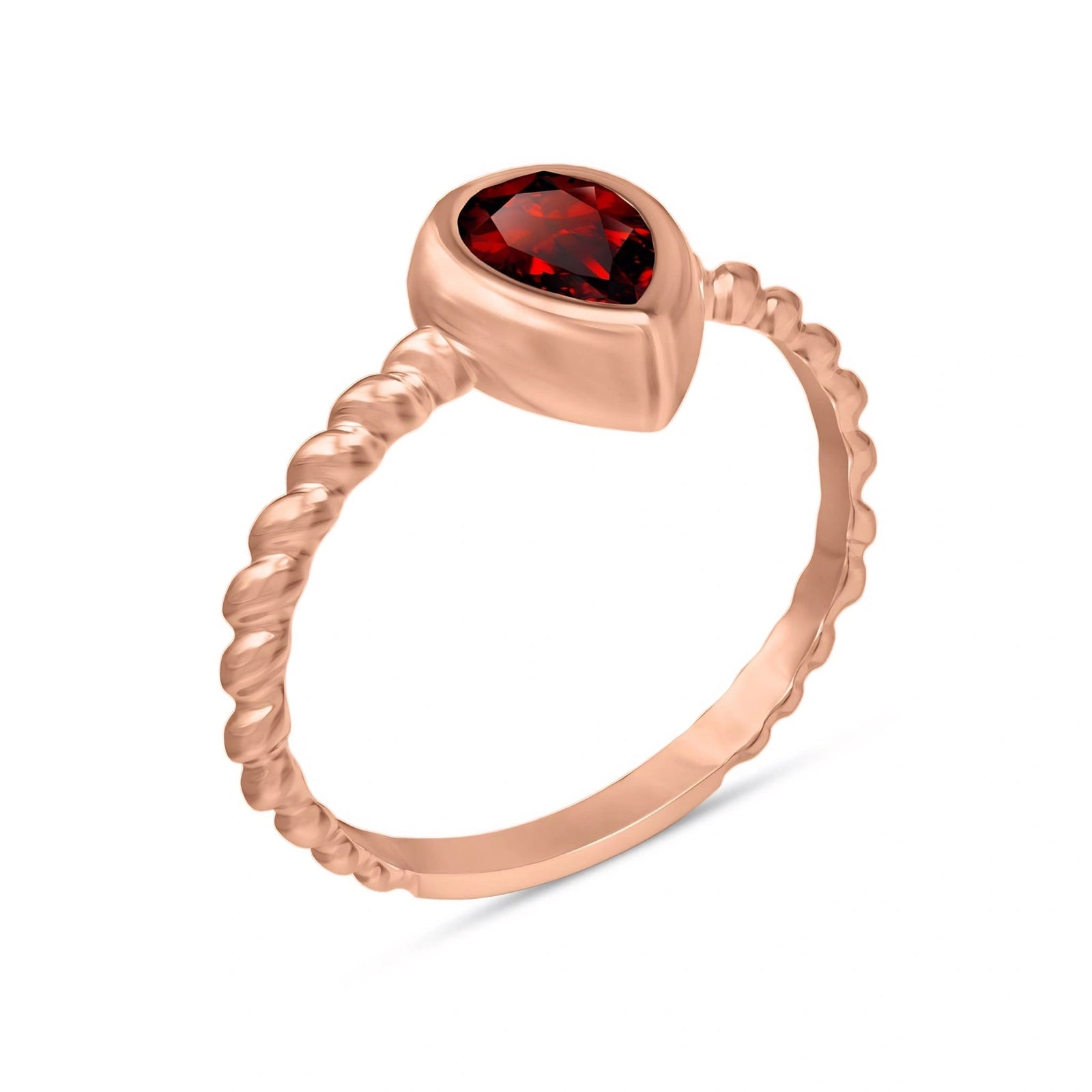Rose Gold Bloom Ring Garnet 10K — Colomba