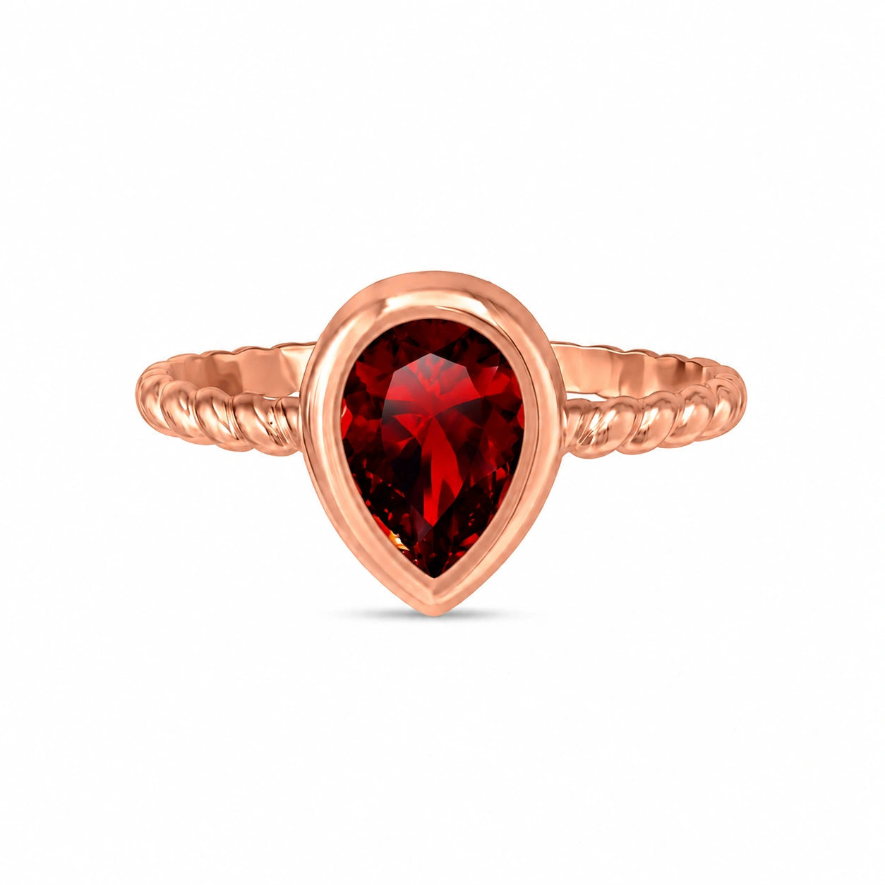 Rose Gold Bloom Ring Garnet 10K — Colomba