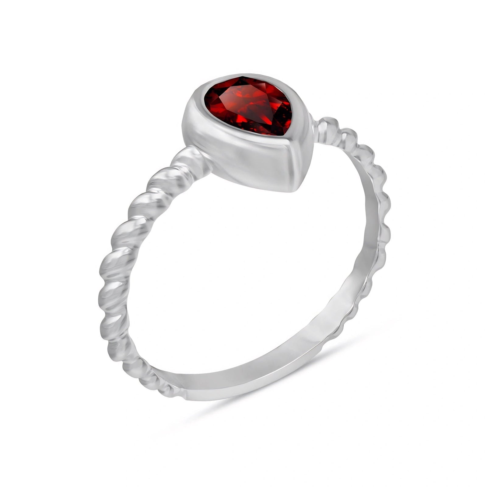 White Gold Bloom Ring Garnet 10K — Colomba