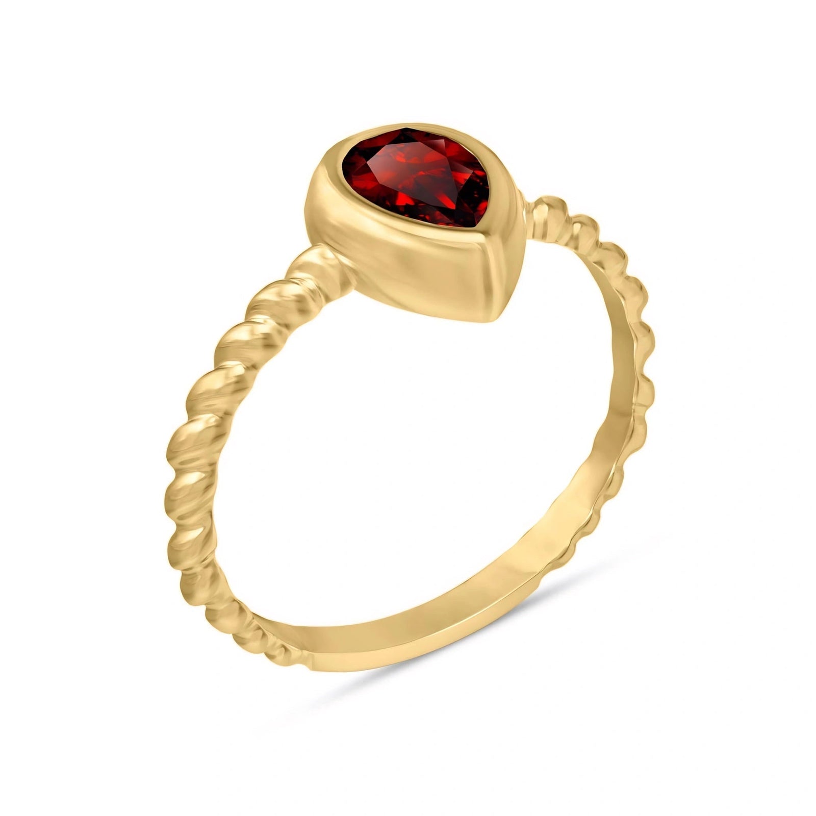 Yellow Gold Bloom Ring Garnet 10K — Colomba