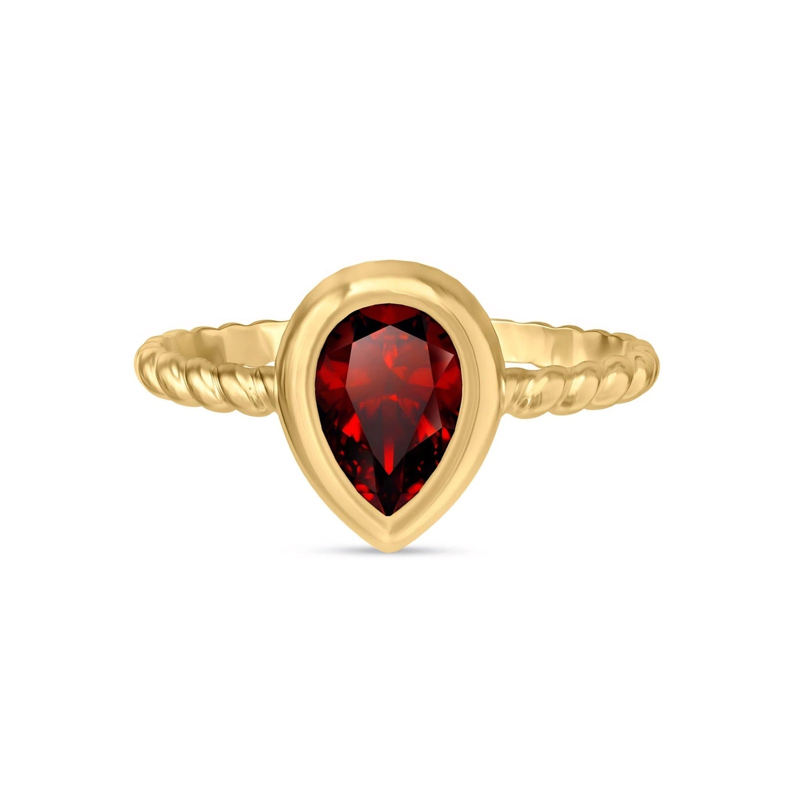 Yellow Gold Bloom Ring Garnet 10K — Colomba