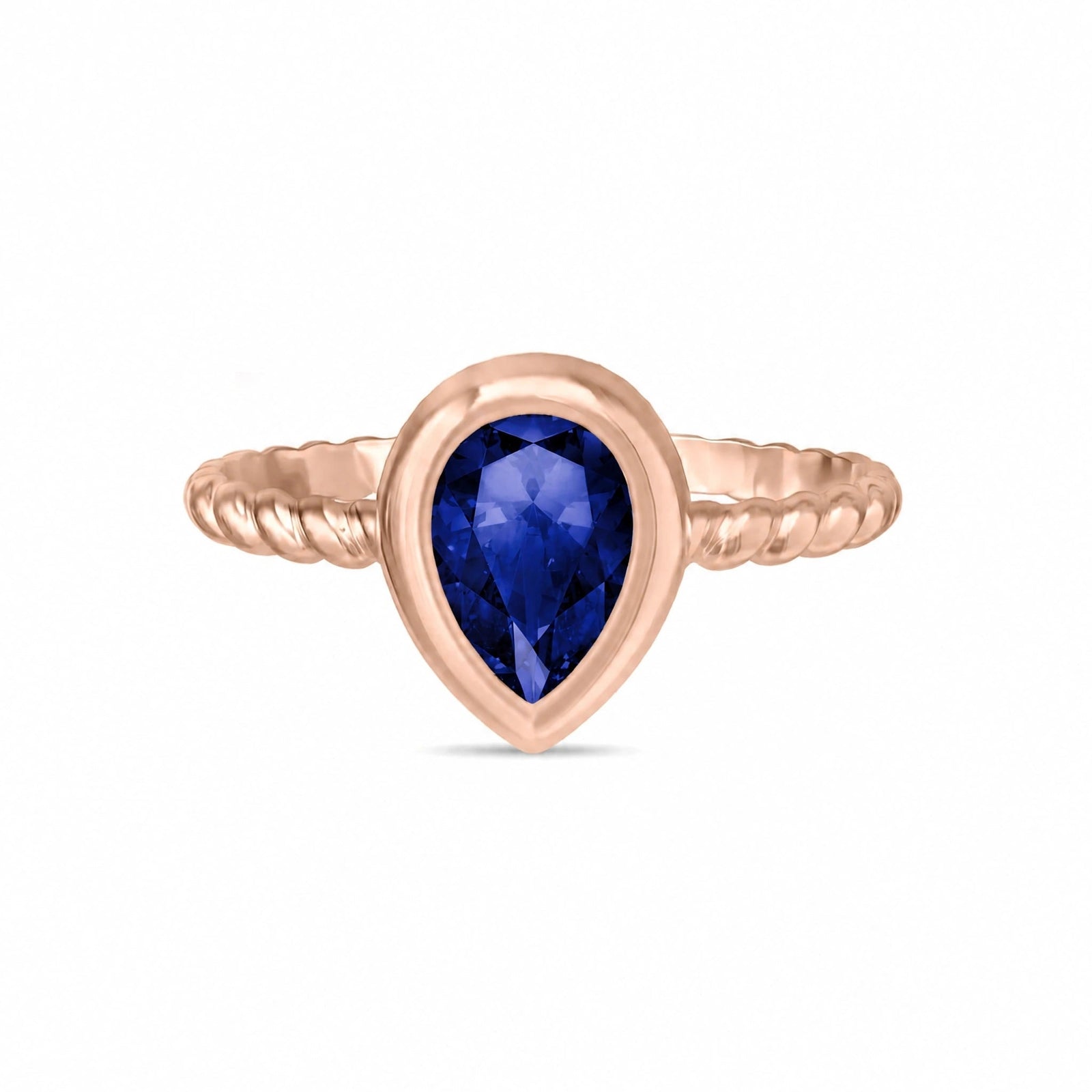 Rose Gold Bloom Ring Sapphire 10K — Colomba