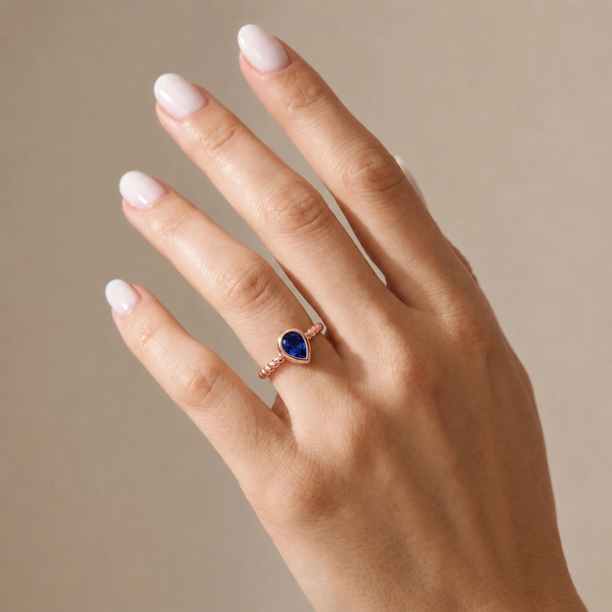 Rose Gold Bloom Ring Sapphire 10K — Colomba
