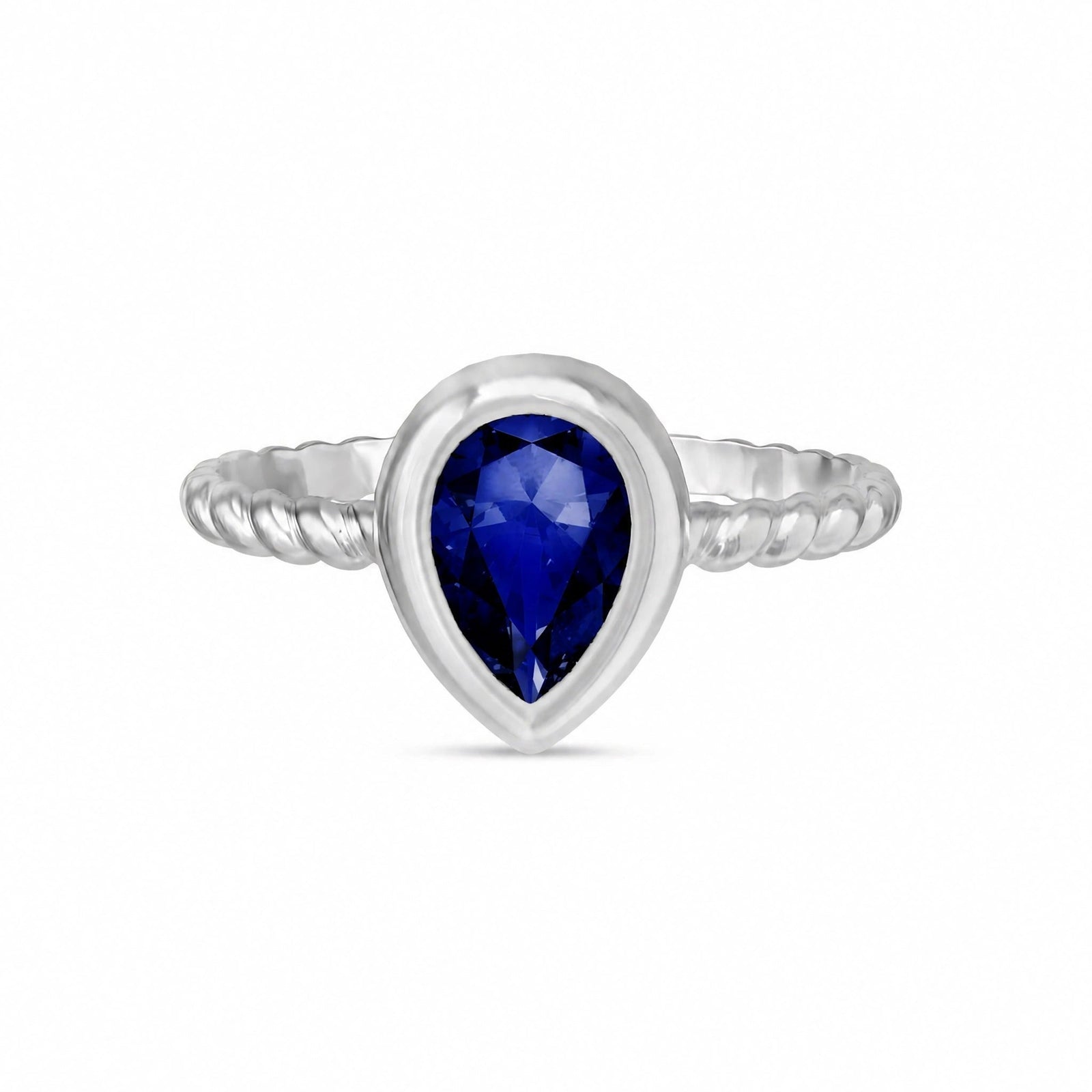 White Gold Bloom Ring Sapphire 10K — Colomba