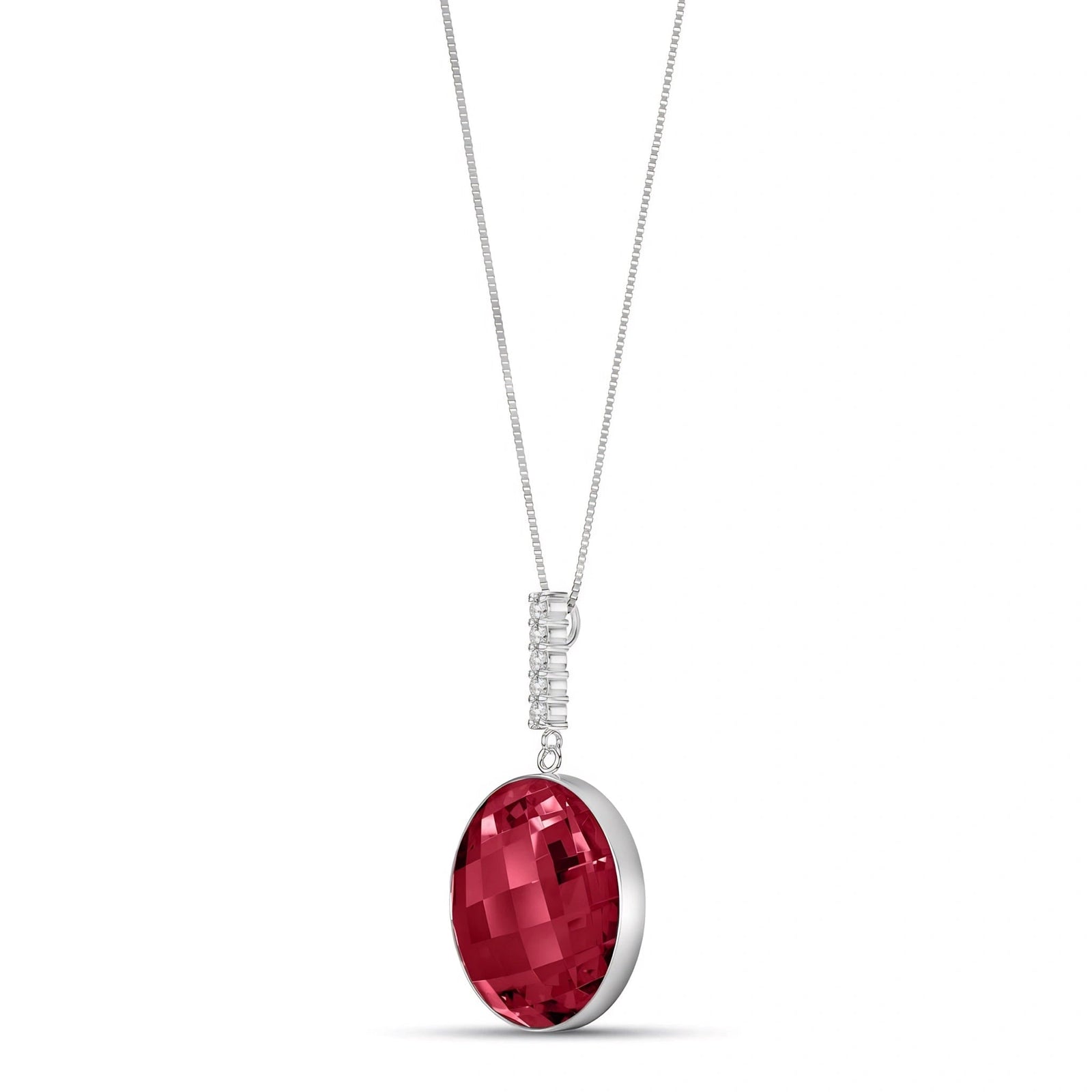 White Gold Pendant Necklace Ruby 10K — Alida