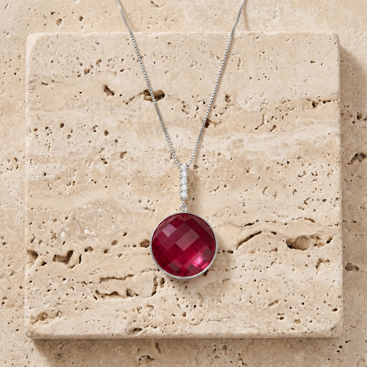 White Gold Pendant Necklace Ruby 10K — Alida